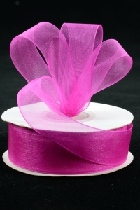 Organza Ribbon , Fuchsia, 7/8 Inch x 25 Yards (1 Spool) SALE ITEM